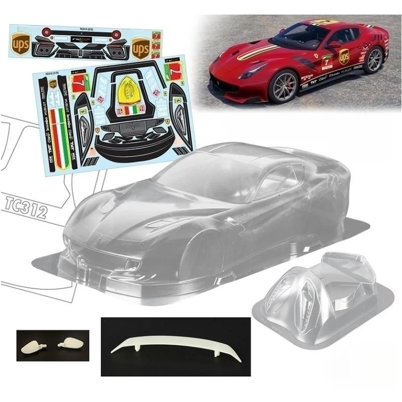 

TeamC Bodies 190mm Onroad Bodywork 1/10 Ferrarri F12 Clear Lexan Body Shell W/Rear Wing and Light Buckles for Rc Drift Car 258mm