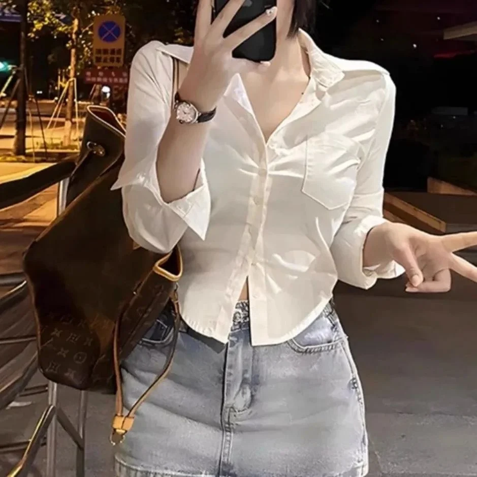 

Ele Women's Korean Blouses Faion Streetwear Cleanfit Sle ort Sve A-Line Sve Polypropylene Thin Model