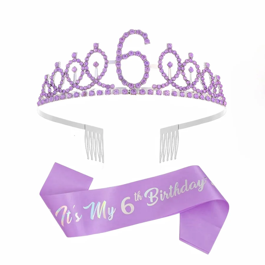 2-teiliges Set Geburtstagskrone und Schärpe für Frauen und Mädchen, 3. 4. 5. 6. 7. 8. 9. 10. Geburtstag, Party-Dekorationen und Geschenke – Detail 5