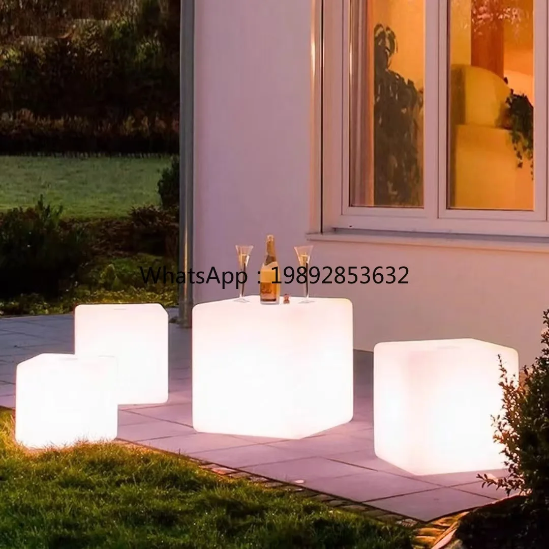 

XL Simple PE Colorful Cube Bar Night Light Stool Decorative Ornament Event Seat Furniture Waterproof
