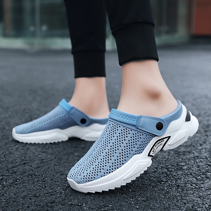2023 Summer Flip-Flops Large Size Cross-Border Men's Half Slippers Men's Sandals Student Hole Closed Toe Sandals Beach Shoes