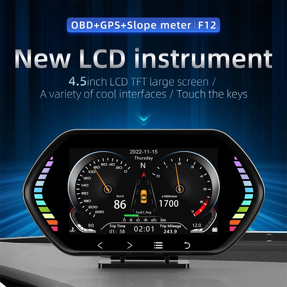 Smart Security Alarm for All Cars Auto Display F12 OBD2+GPS Digital Odometer HUD Head Up Display Car HUD Gauge Auto Accessories