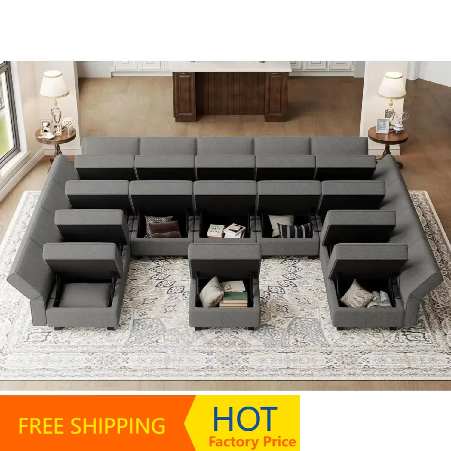 Factory Cost Hot salesModular Sectional Sleeper Sofa Couch Bed Oversized U Shaped Cocuh with Storage Convertible Sleeper Sofa Be