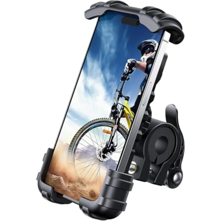 

Bike Phone Holder [Secure Lock Quick Release] Motorbike Phone Mount 360 Adjustable Motorcycle Phone Holder for 4.76.9 Smartphon