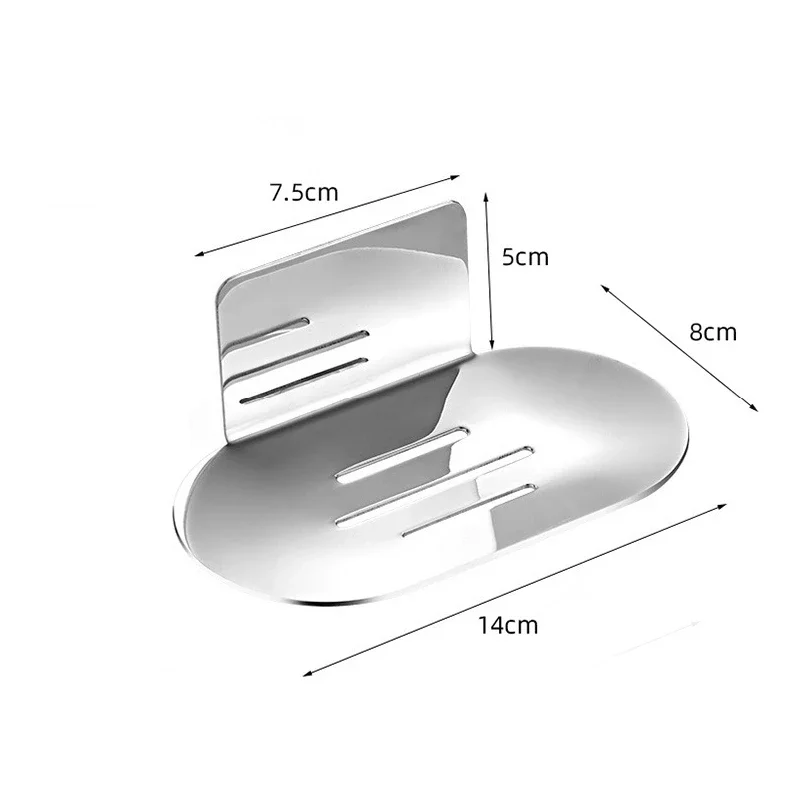 رف تخزين صابون الحمام من الفولاذ المقاوم للصدأ، حامل أطباق صابون الاستحمام، رف تخزين إسفنجي جداري ذاتي اللصق لمنظم المطبخ #2