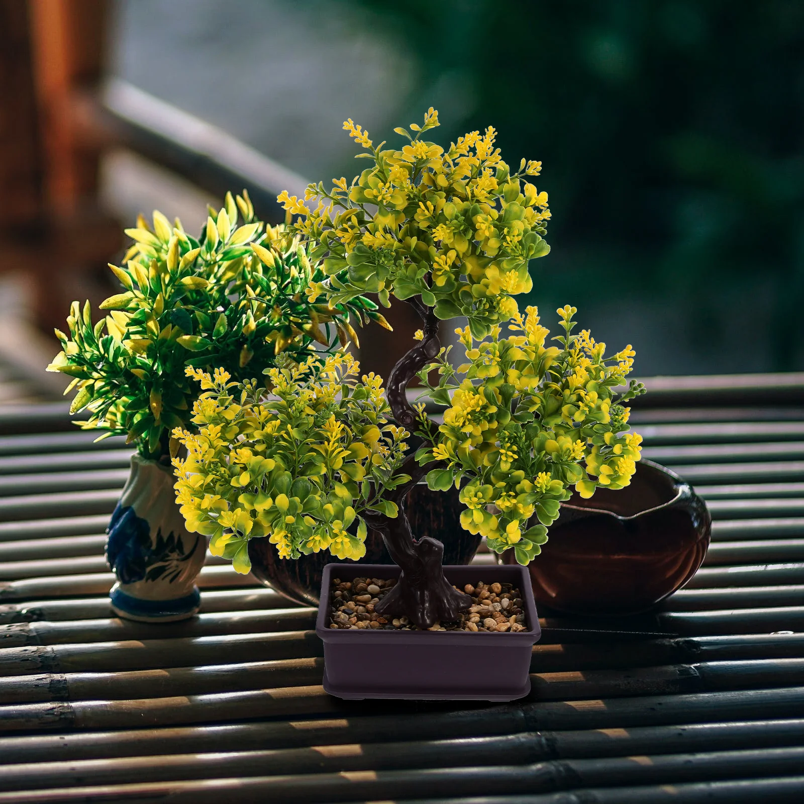 

Artificial Bonsai Fake Potted Plants RealisticPlants Decor Large Desk Faux Green Indoor Outdoor Garden Office Cafe