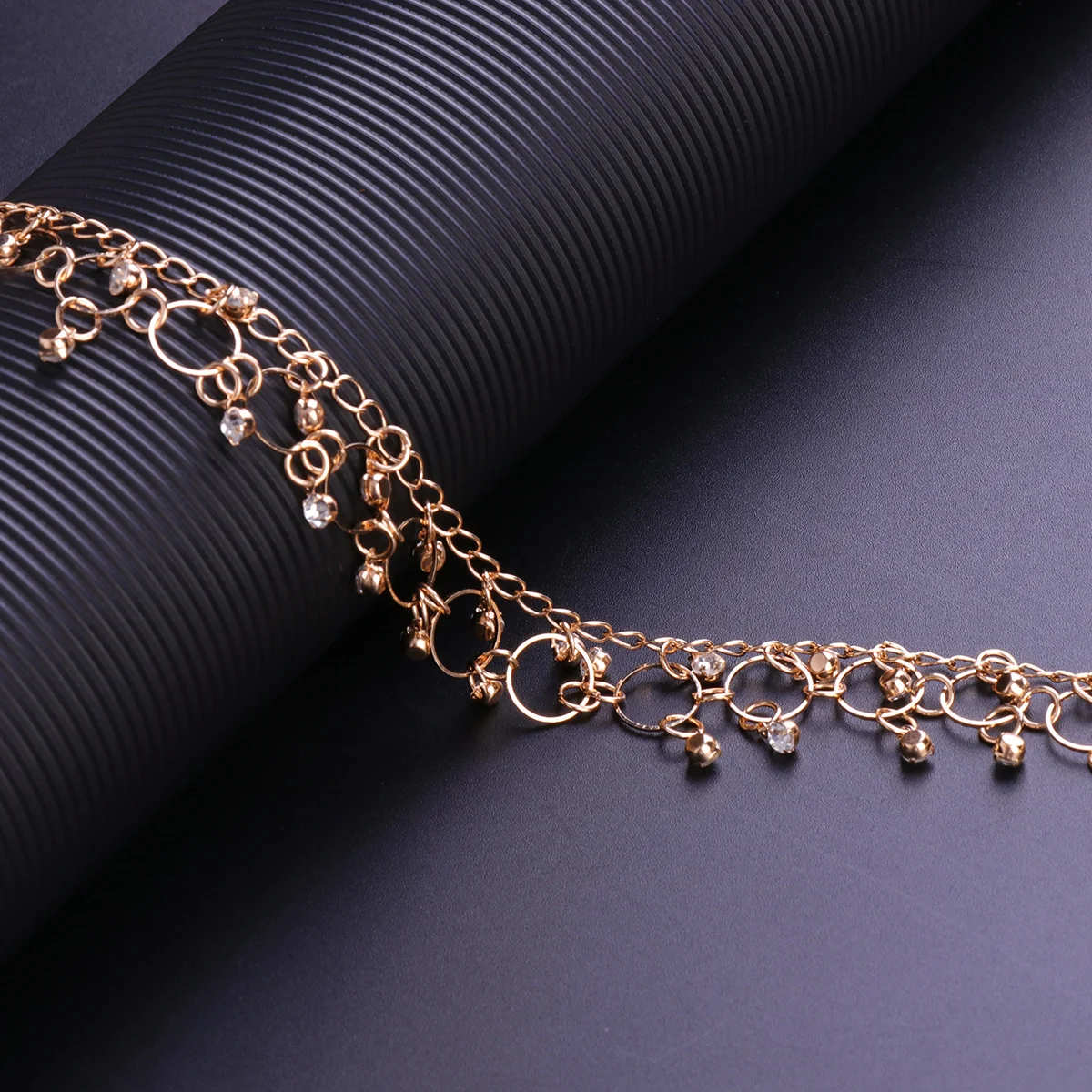 

1Pcs Rhinestone Tassel Anklets Women Beach Foot Chain Golden Alloy Anklets Fashionable for Yoga Dance Summer Wear