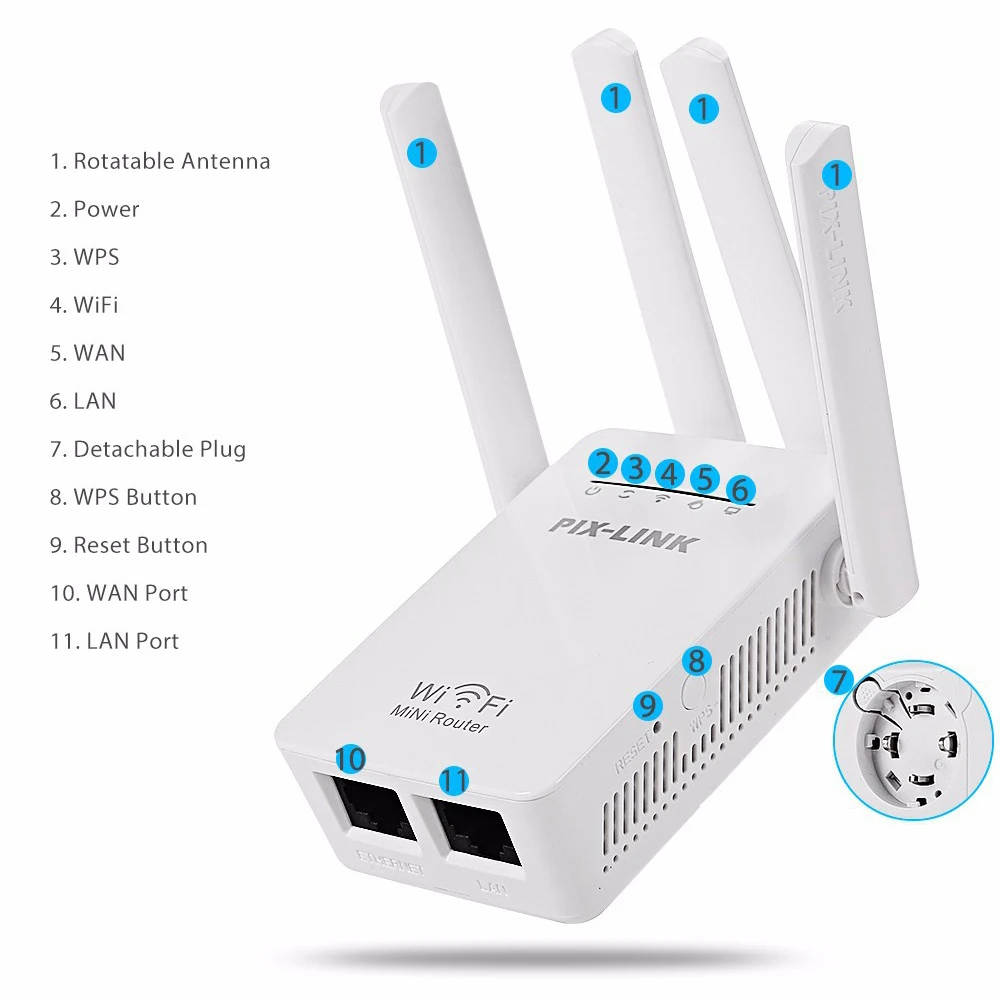 300Mbps WiFi Repeater Wireless WiFi Extender Router WiFi Signal Amplifier Wi Fi Booster Long Range Wi-Fi Repeater Access Point
