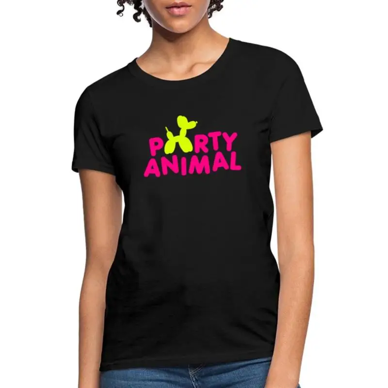 Camiseta de mujer con diseño de perro globo y animal de fiesta