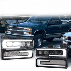 POVTOR LED Headlight with Welcome DRL Turn Signal Fit for 1988-1998 Chevy GMC C/K 1500 2500 3500 Suburban Silverado Tahoe Yukon