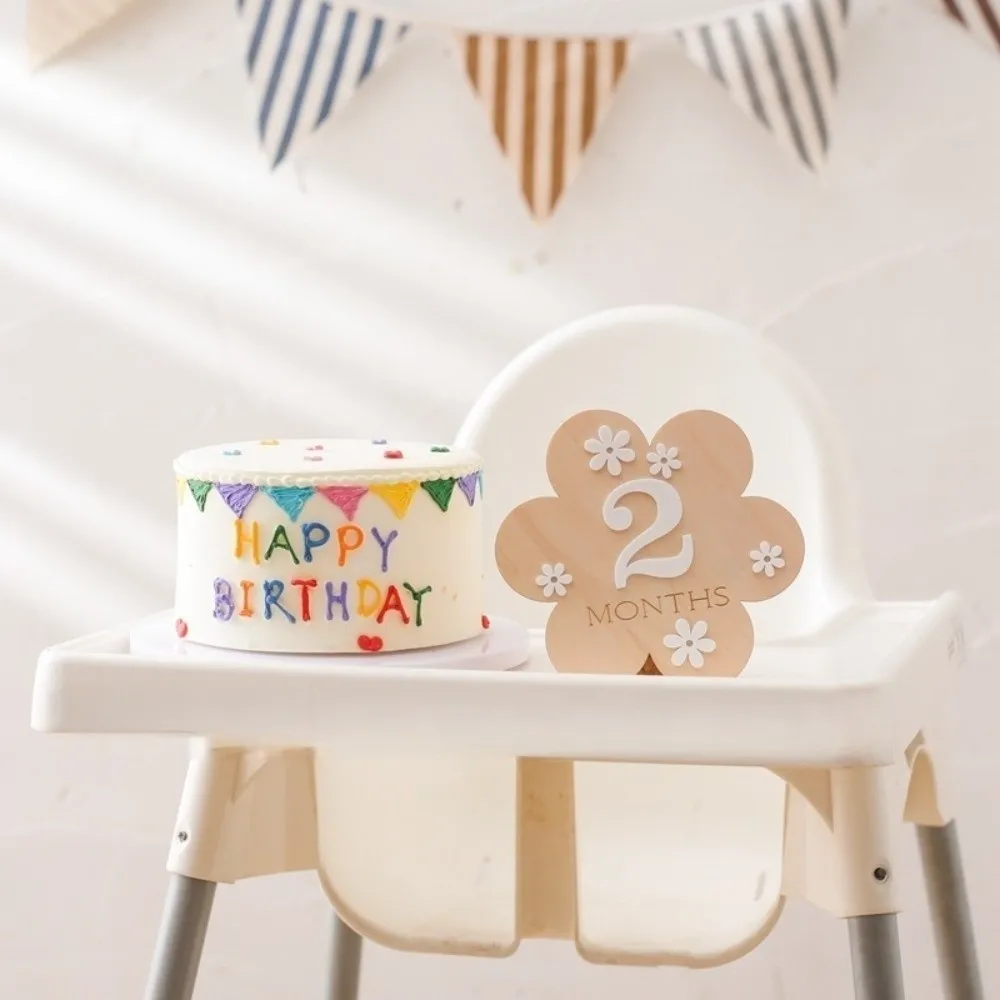 Calendar Newborn Growth Commemorative Card Handmade Photo Props Baby Milestones Card Flower 1-12 Month