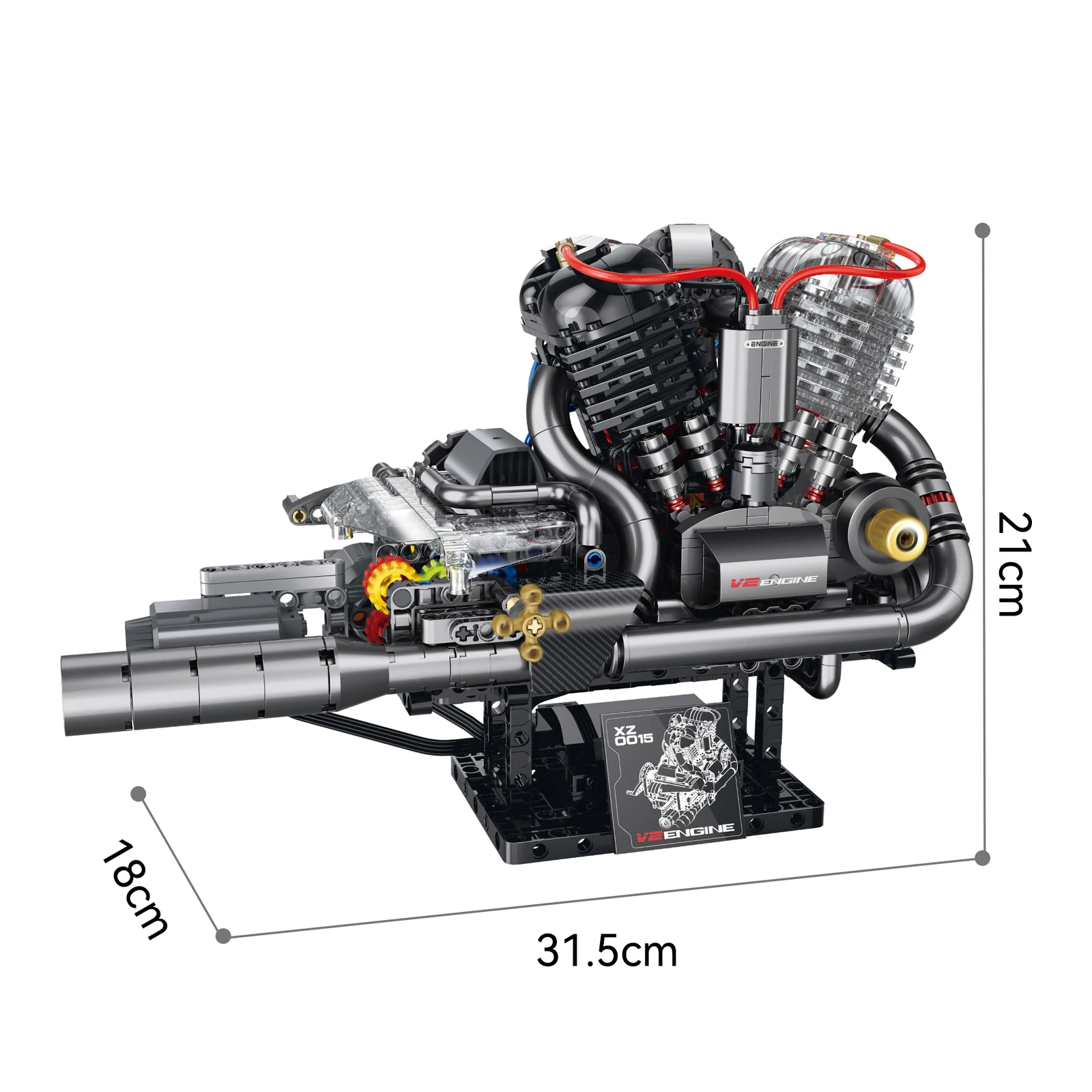 846 pçs clássico v2 pote tampa modelo de motor da motocicleta blocos de construção com kit tira led montado brinquedo ornamentos presentes bithday do miúdo