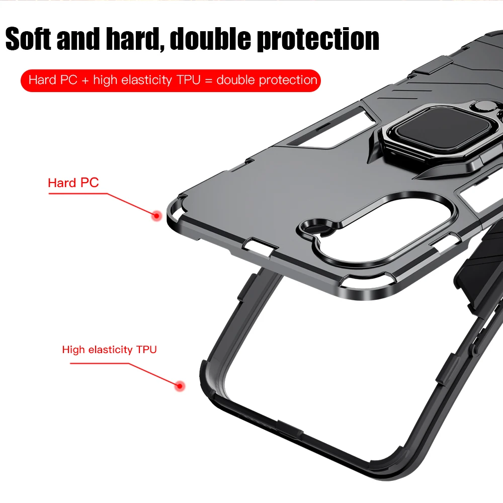 Keysion-caso armadura à prova de choque para vivo y03, y03t, y18, y18e, y18s, y28s, 5g, silicone macio + pc anel titular