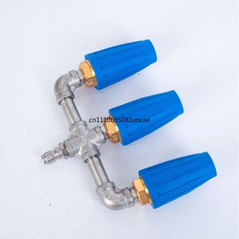 Dual Head 360° Rotating Turbo Nozzle Stainless Steel 1/4 Inch High Pressure Three Way Sprayer