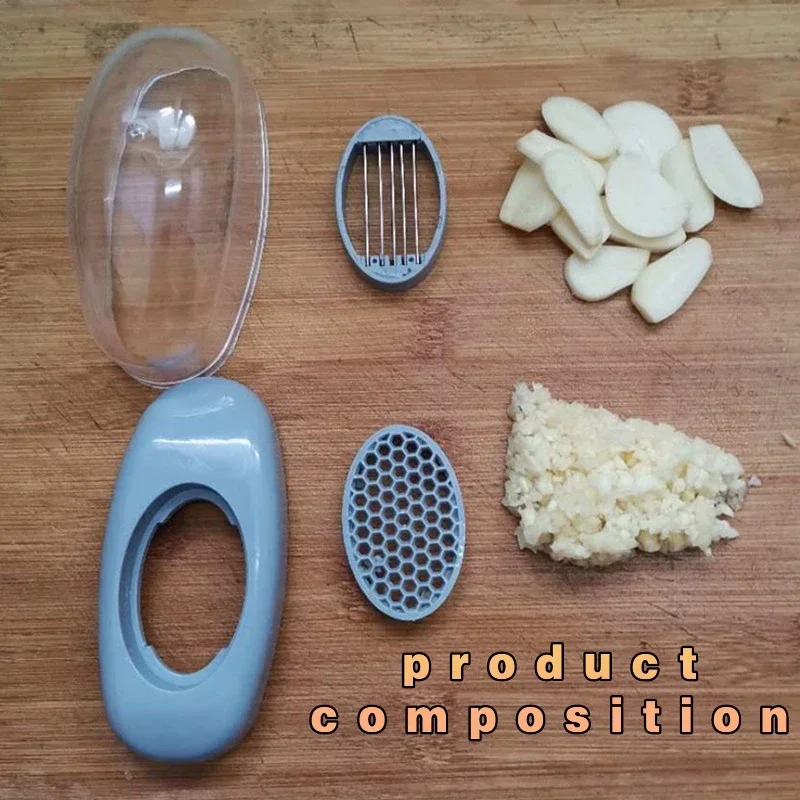 2-in-1 Garlic Slicer Small Household Garlic Smasher Cooking Tool Manual Pressing Garlic Grinding Grater Kitchen Gadgets And