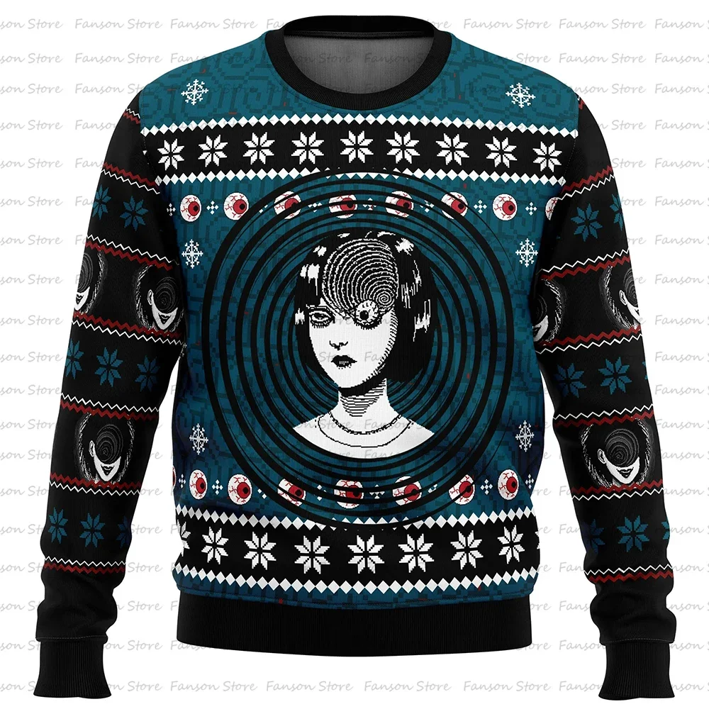 2024 New Style Uzumaki Junji Ito Ugly Christmas Sweater Cartoon Anime Women Men Pullover Top Fashion Couple Sweaters