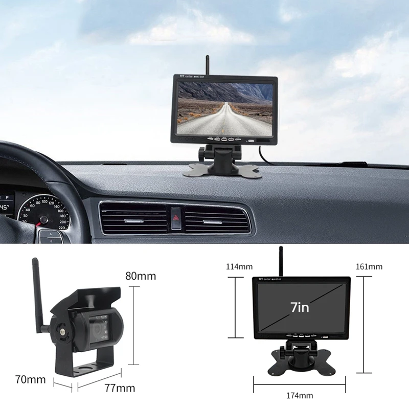 7 Inch Reversing Monitor Reversing Image HD Infrared Night Vision Camera Universal Accessories