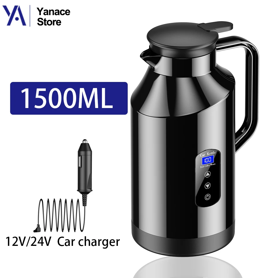1.2L/1.5L Adjustable Temperature Car Electric Kettle Large Capacity Heating & Warm Keeping for Outdoor Camping,Road Trip,RV Use
