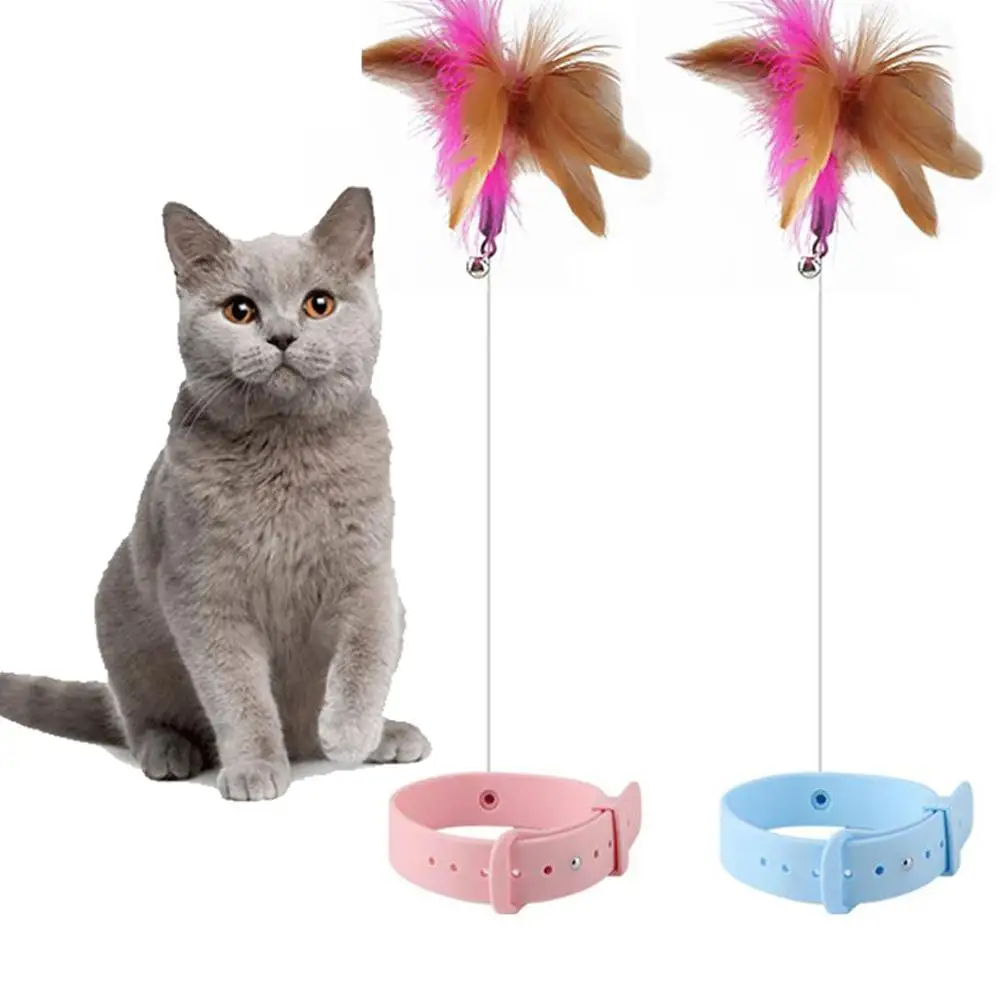 Juguetes para gatos, Collar de plumas, autocuración, interactivo, divertido, palo, Collar multifuncional, suministros para mascotas