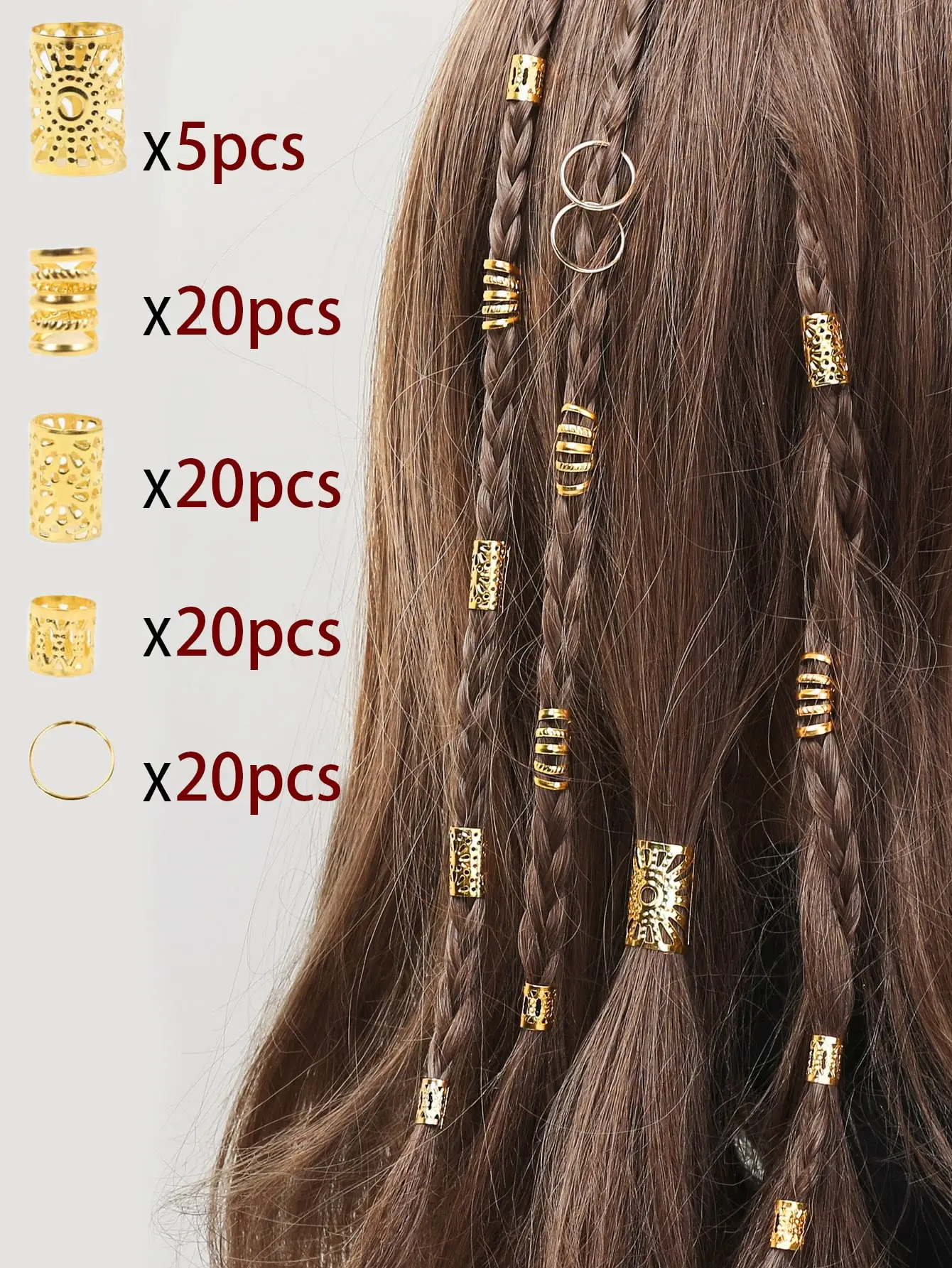 

85pcs Hollow Out Hair DIY Accessories Loc Hair Jewelry for Braids Hair Braid Rings Clips Hair Braiding Metal Cuffs Decoration