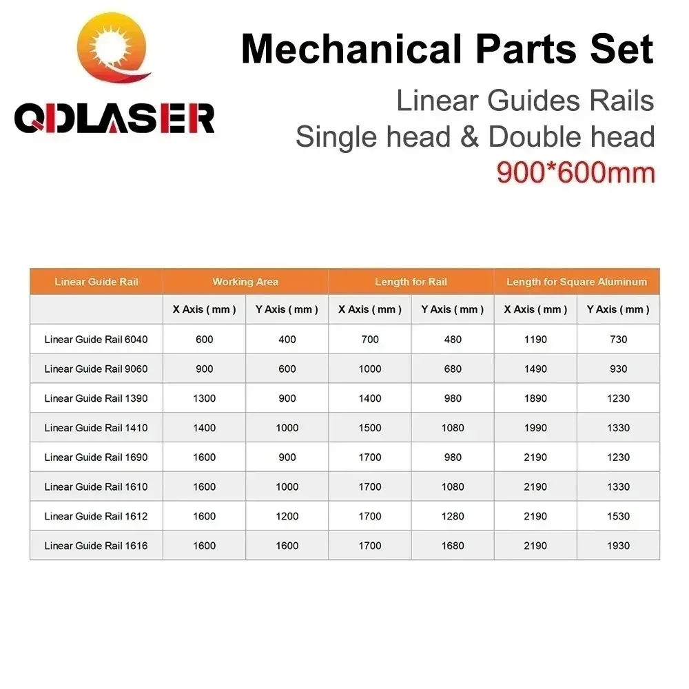 QDLASER الميكانيكية الخطي أدلة القضبان 900*600 مللي متر أجزاء مجموعة 9060 واحدة مزدوجة رئيس الليزر أطقم قطع الغيار لتقوم بها بنفسك آلة ليزر CO2 #4