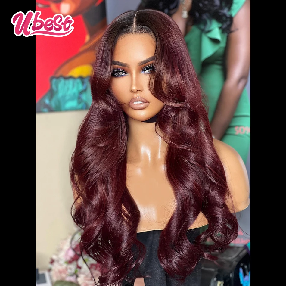 

Ubest 13X6 Transparent Lace Front Wigs Body Wave Human Hair 1B Root Purple Colored 5X5 6X4 Lace Wig Pre Plucked For Black Women