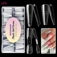BNG 120/140Pcs Dual Nail Forms Oval Poly Nail gel Nail Forms Full Cover Reusable Nail Molds for Solid Nail Gel Nail Art Design