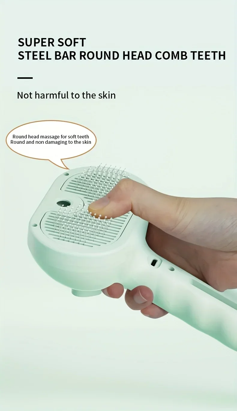 Pet Spray Haar Kamm Professionelle Elektrische Haarglätter Kamm Pinsel Für Katze Haustier Massage Kamm Dampf Pinsel Für Haar Pflege – Detail 3
