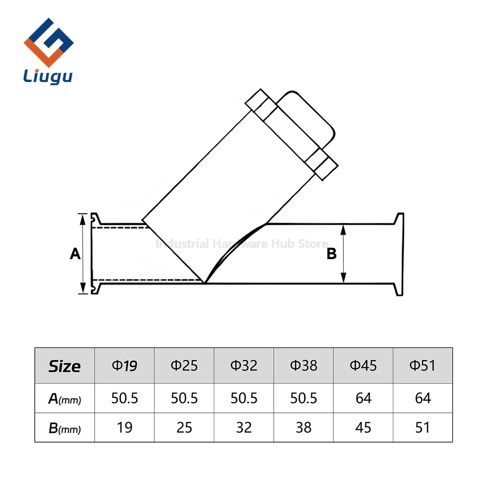 SS304 Tri-Clamp Sanitär-Y-Siebfilter, Filterbaugruppe 38 51Ferrule, Außendurchmesser 50,5-64mm, Lebensmittelqualität, für Lebensmittel-/Getränke-/Brauereipipelines – Detail 3