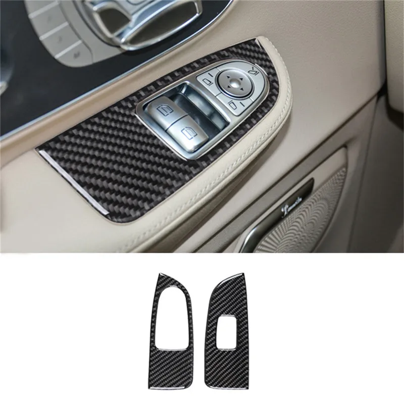 

Carbon Fiber Car Window Lift Button Frame Sticker For Mercedes Benz V-Class v250 v260 2016-2021Styling Accessories