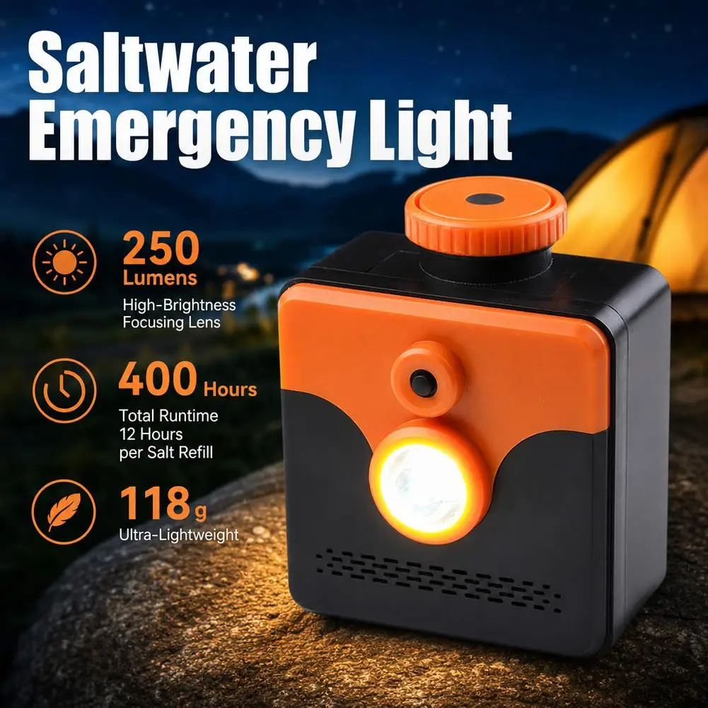 Saltwater Powered Emergency Hand Torch No Battery Charging Required Compact Pocket Size Outdoor Rescue Camping Searchlight