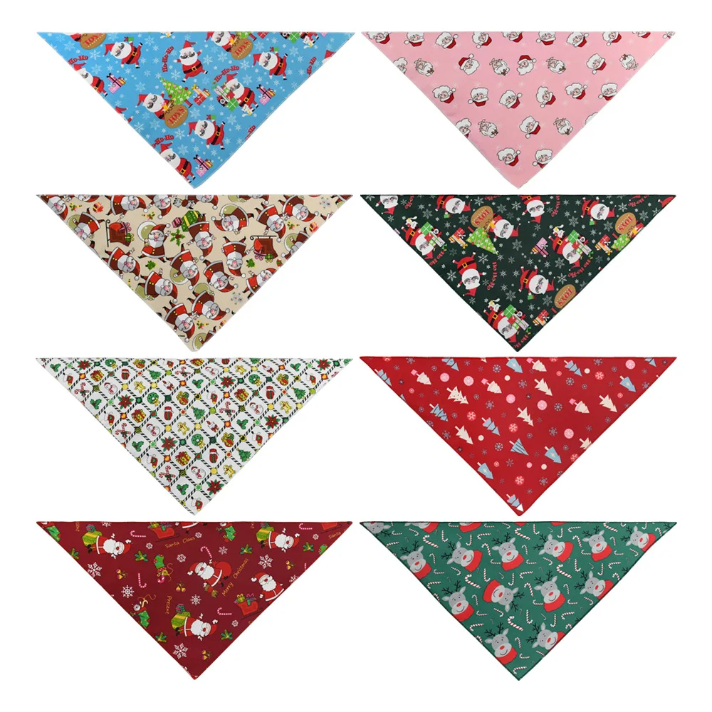 30pcs Christmas Pet Accessories Dog Bandana Polyester Pet Dog Cat Bandanas Scarf Small Dogs Cats Puppy Bandanas Bibs