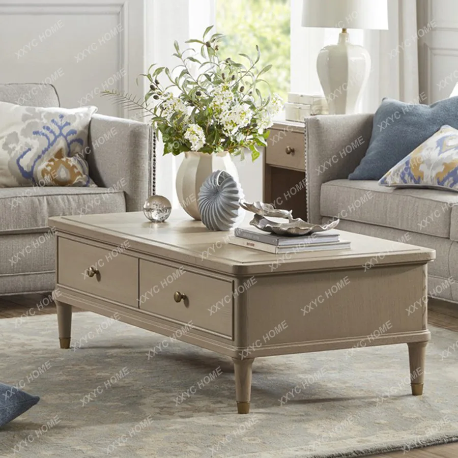 

Журнальный столик для гостиной YY Living, прямоугольный, для небольшой квартиры, в стиле лёгкой роскоши, с ящиками для хранения.