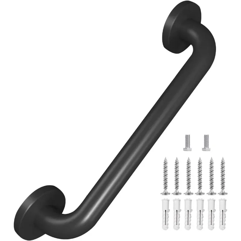 16 Inch Metal Grab Safety Grab Bar (Matte Black) Handle Bathroom Bathtub Armrest Wall Handrail Deck Hand Rail 25*400mm