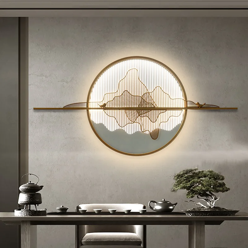 

New Chinese Style LED Mural Light Modern Decoration Home Living Room Dining Room Landscape Painting Decorative Wall Lamp