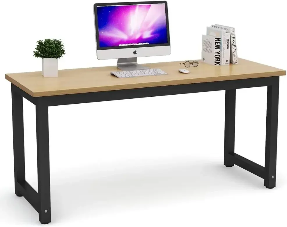 Suprimentos de móveisTribesigns Mesa de computador, grande mesa de escritório Mesa de computador Mesa de estudo para escritório doméstico, nogueira + preto