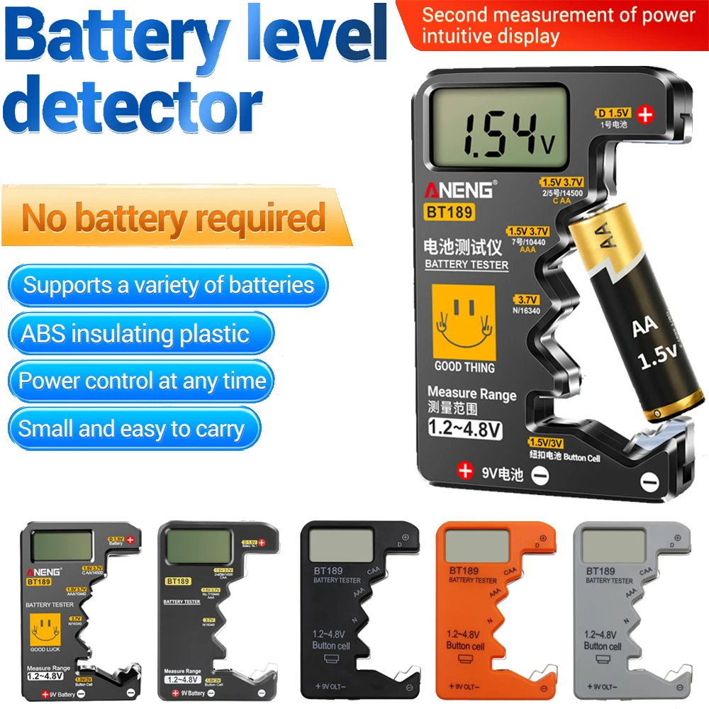 Digital Battery Tester BT189 Battery Tester LCD Display Universal Battery Checker For AA AAA 9V 1.5V/3V Button Cell Batteries