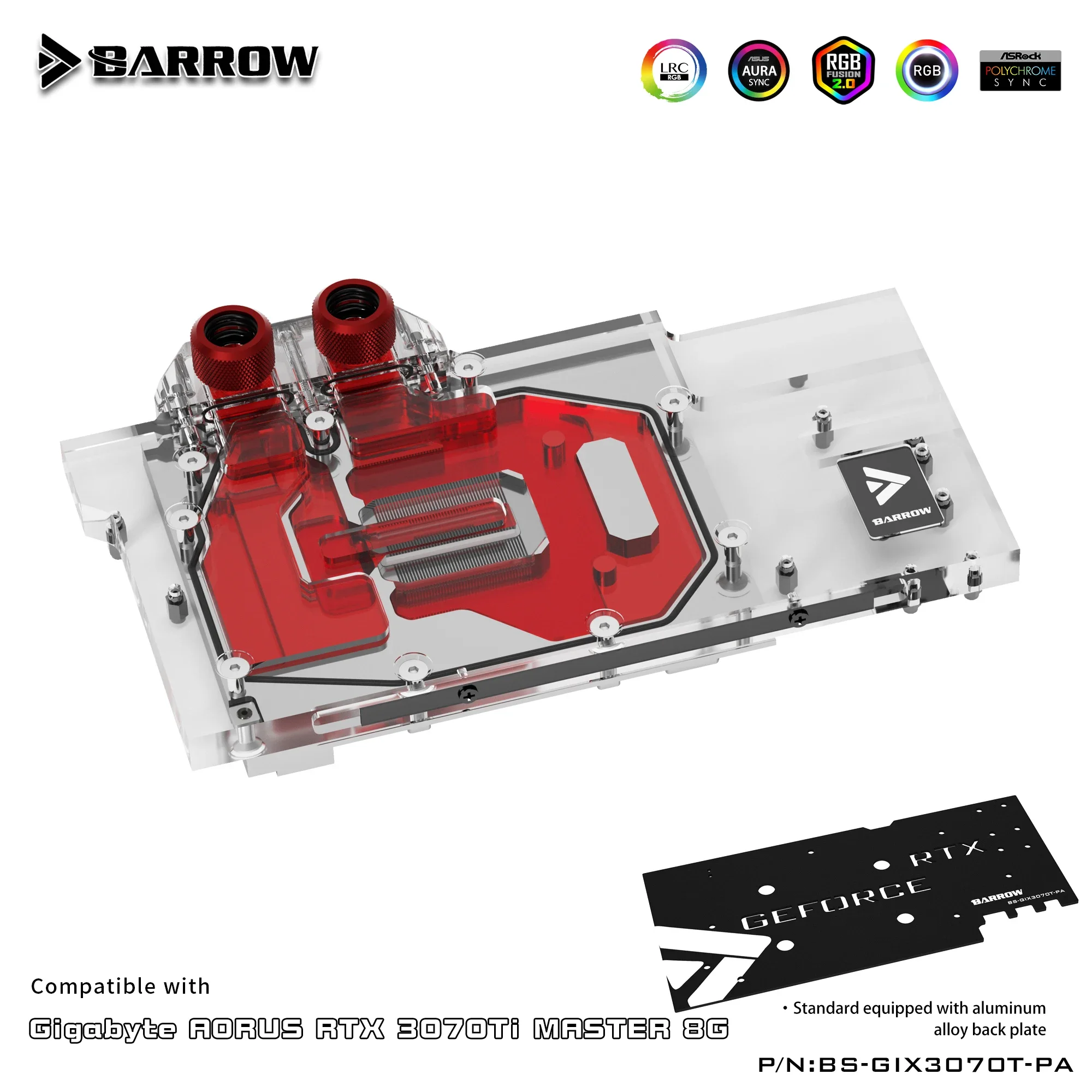 

Barrow 3070 GPU Water Block for GIGABYTE AORUS RTX 3070 MASTER,Full Cover ARGB GPU Cooler,PC Water Cooling,BS-GIX3070T-PA