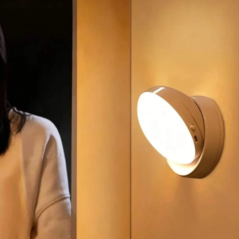 

Night Light Motion Sensor Light Wireless LED Lighting 360 Rotating Magnetic For Room Bedside Table Cabinet lighting