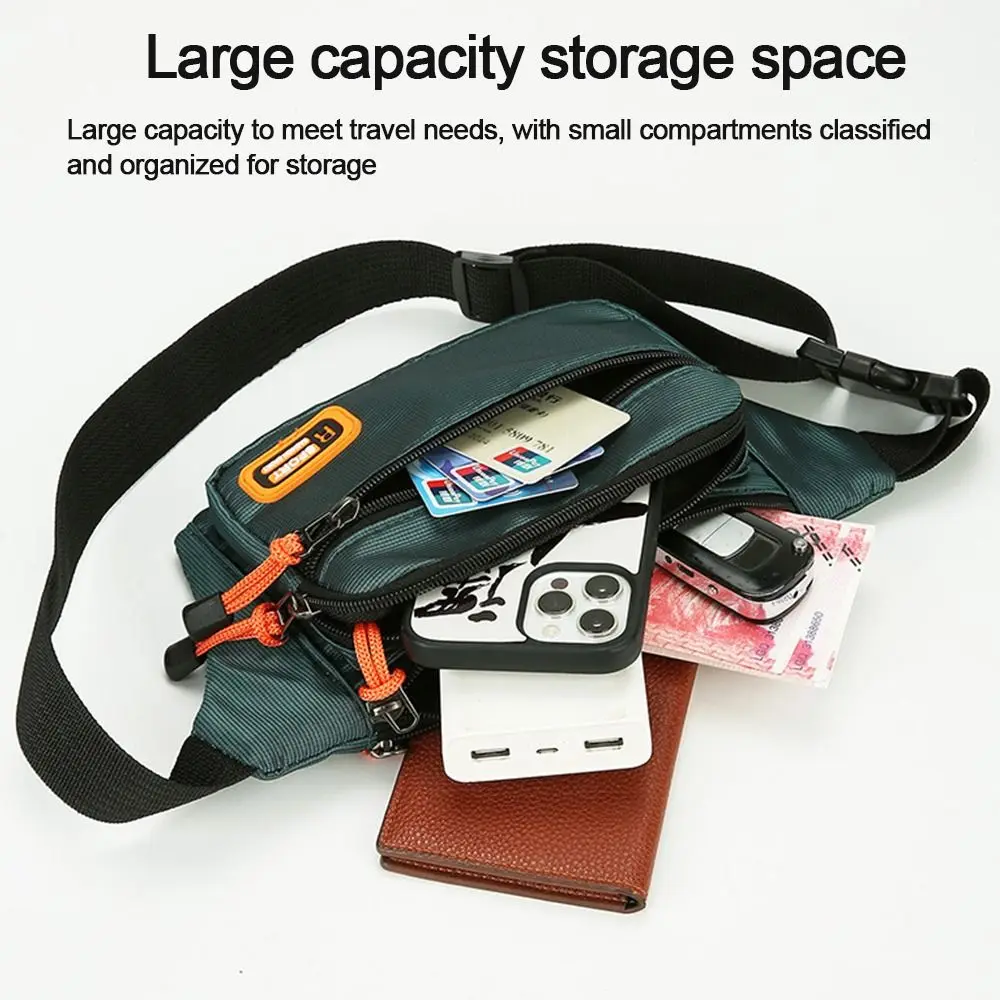 Nylon Men Waist Bag Multifunction Anti-theft Large-capacity Chest Bag Waterproof Outdoor Travel Sports Mobile Phone Bag