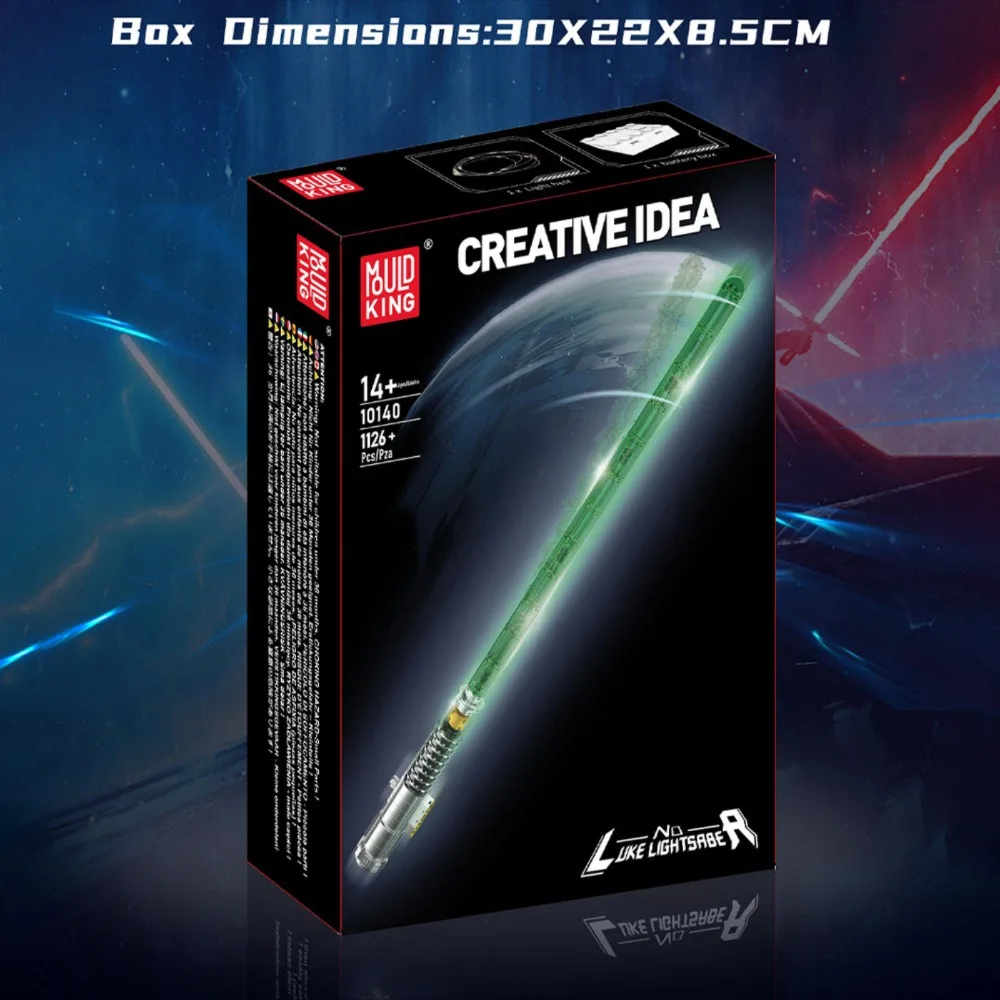 Mould King 10140 Lichtschwert Bausteine Technische MOC Raum Film Grün Lichtschwert Cosplay Modell Ziegel Spielzeug Kinder Erwachsene Geschenk