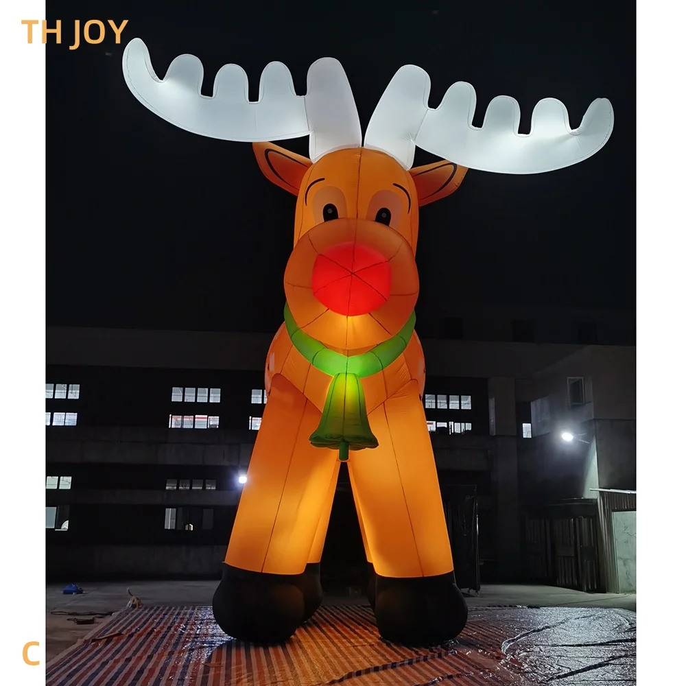 fast air ship to door,2025 Christamas party decoration inflatable reindeer, outdoor lighted inflatable Santa Claus reindeer