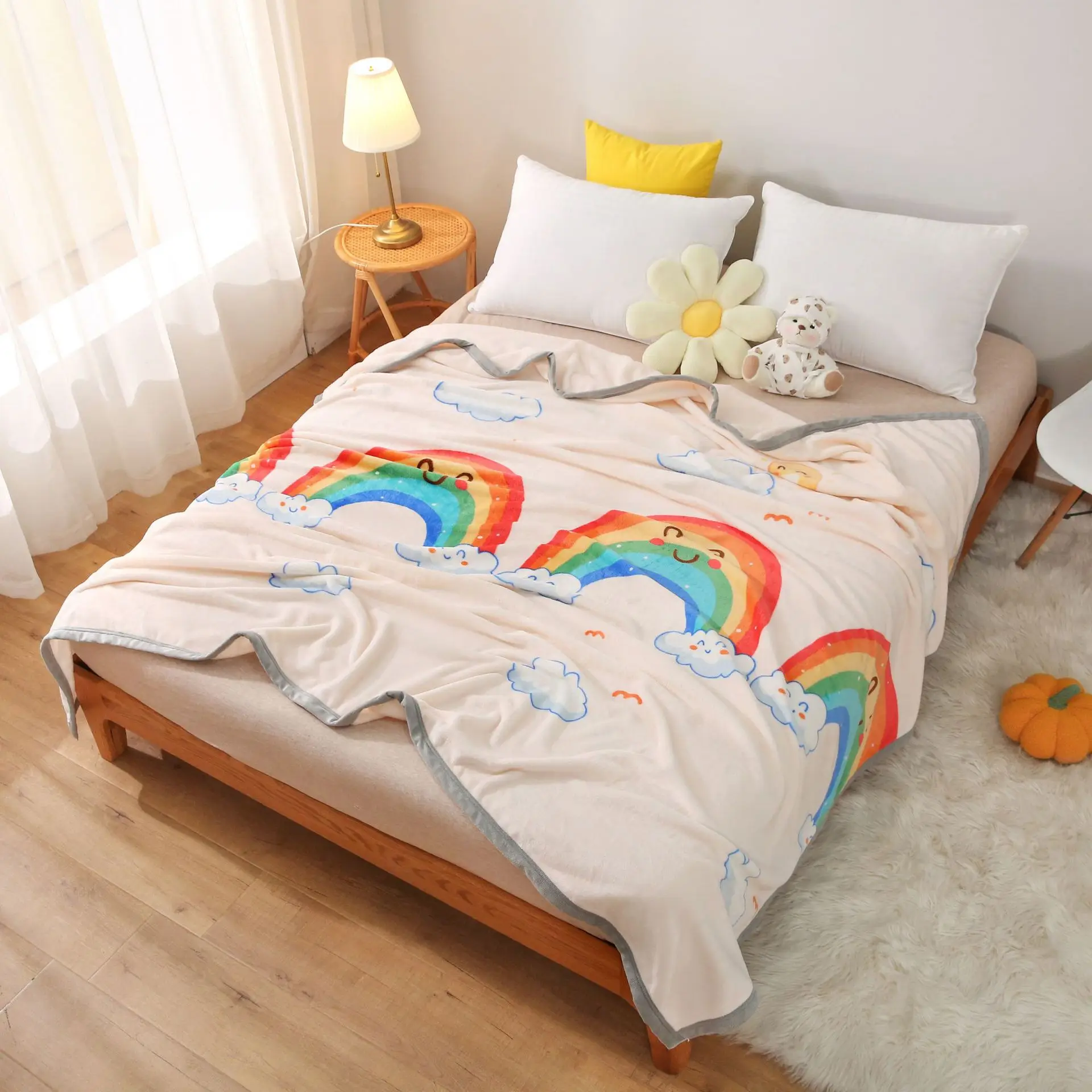 New Thickened Milk And Large Flower Multi-Color Coral Flannel Autumn Winter Bedroom Blanket Suitable Nap Sofas Small Blankets