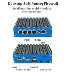 N100 Intel Celeron J5005 J6412 Fanless Mini PC 4*I226-V 2.5G LAN 1COM DP HDMI pfSense Soft Router Pokect Computer  Win11