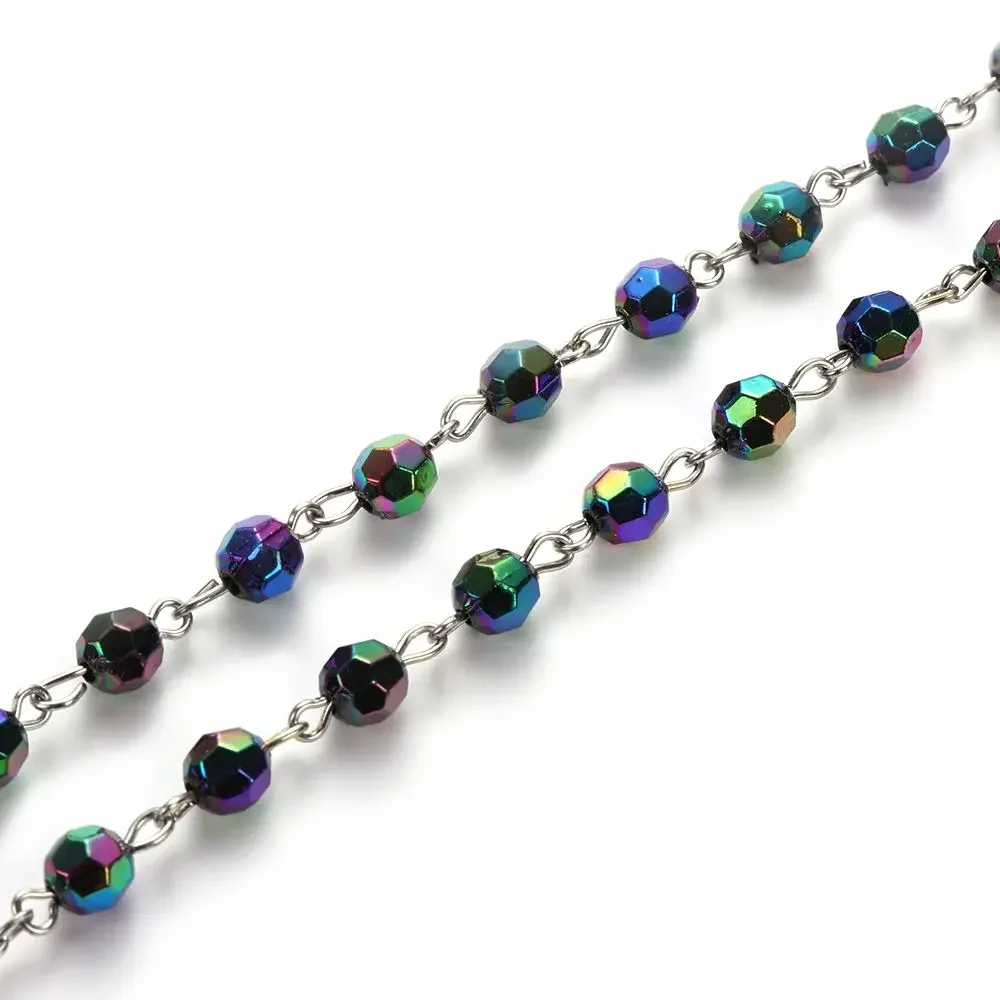 أزياء خمر الصليب قلادة حبات المسبحة سلسلة يسوع الصليب مريم العذراء سلسلة بدلاية قلادة المجوهرات #4