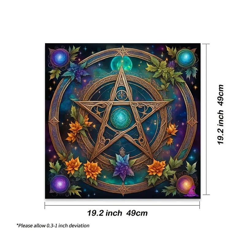 Tarot Cloth Neutral Tarot Cloth Three Card Spread 1 piece, elegant sun and moon mandala altar cloth with mysterious five-star