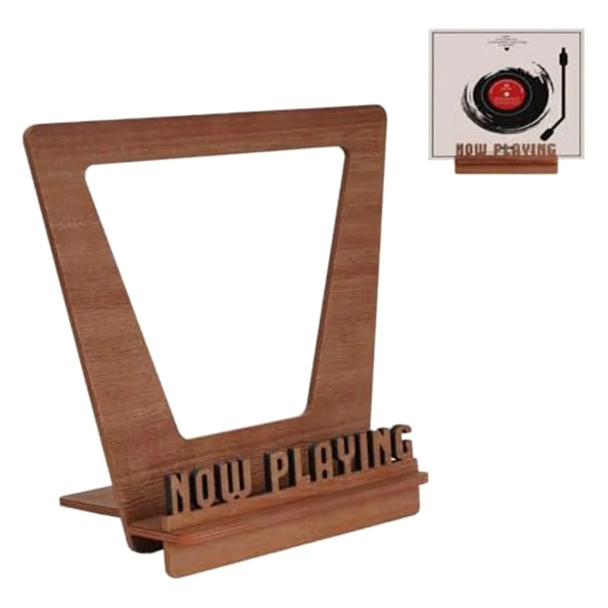 Now Playing Vinyl Record Stand Retro Holder for Vinyl Record Wood Record Stand Vinyl Gift Ideas Turntable Accessories