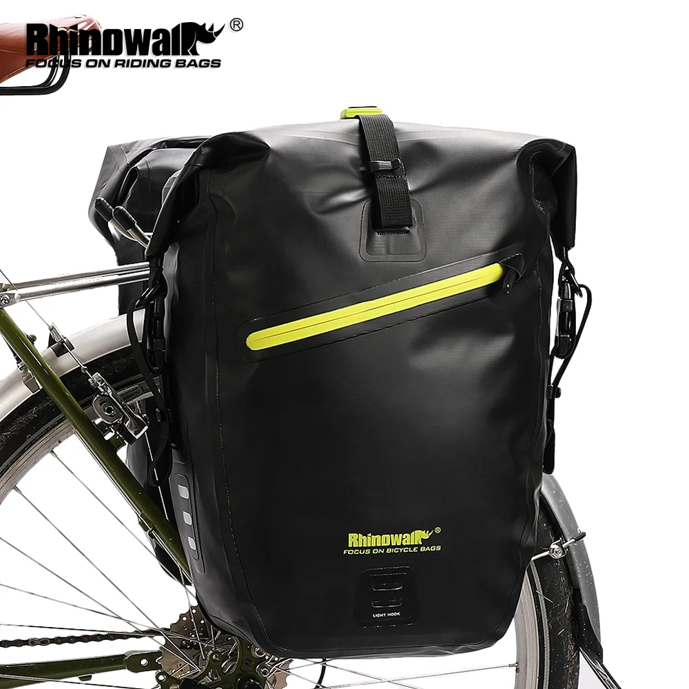 Rhinowalk Fully Waterproof 27L Large Capacity Rear Rack Bag Quick Release Mount Multi Compartment Storage Wear Resistant Non Slip Base Ideal For Long Distance Touring Commuting Mtb Road Bikes