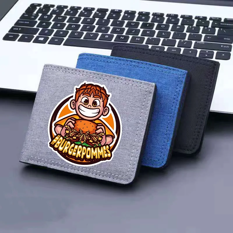 Burgerpommes Icrimax Canvas Wallet Anime Short Folding Purse Cartoon Boys Card Holder Cute Kids Coin Photo Case Birthday Gifts