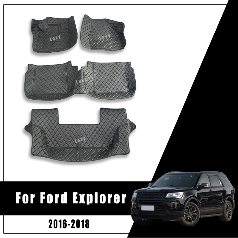 

Коврик для пола автомобиля LHD для Ford Explorer 2016 2017 2018 2019 (7-местный), кожаный, водонепроницаемый, аксессуары для интерьера автомобиля
